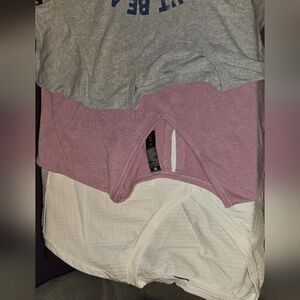 Casual Short Sleeve Tees - Gray, Pink, and White